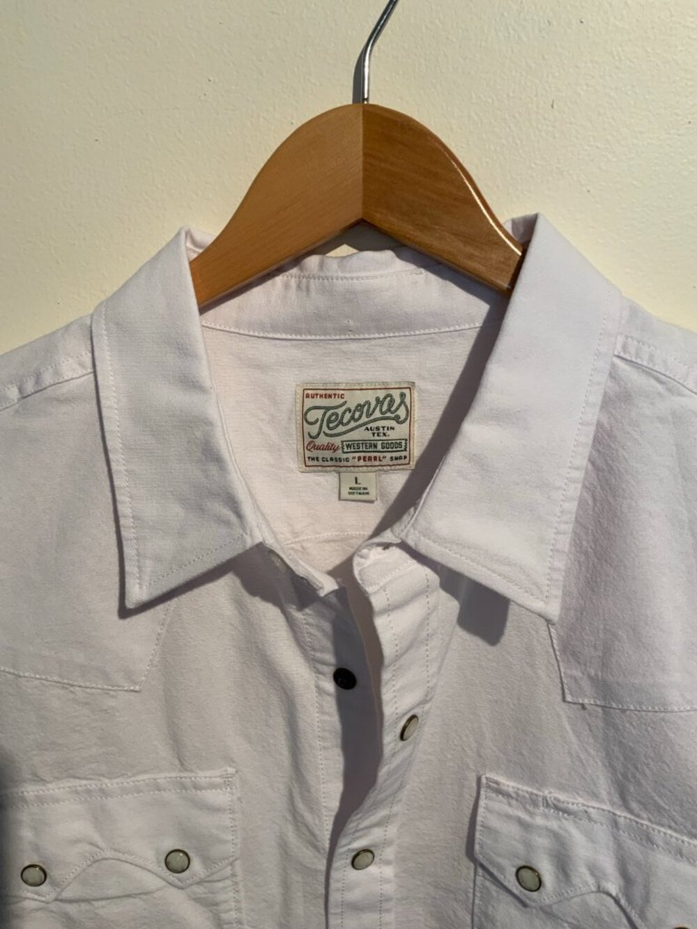 Tecovas White Western Pearl Snap Shirt Men’s L NWT - Picture 3 of 3
